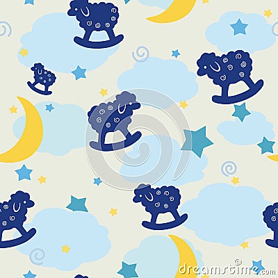 Seamless pattern with toy silhouettes of lambs. Vector illustration. Vector Illustration