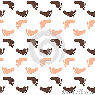 Seamless pattern with traces of child sizes. Traces of child nations of the world. Abstract hand painted repeat texture - Vector Cartoon Illustration