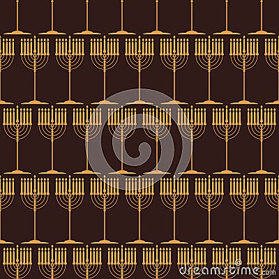 Seamless pattern with traditional symbols of Hanukkah Vector Illustration