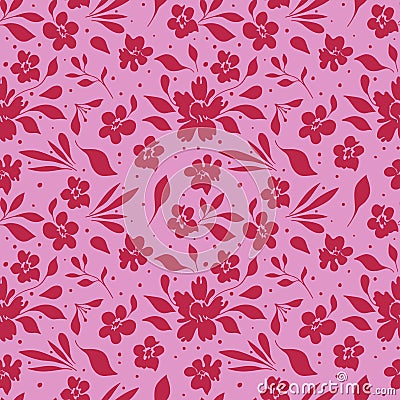seamless pattern trendy viva magenta abstract flowers Stock Photo