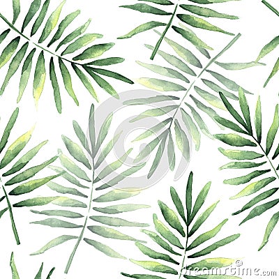 Seamless pattern of tropical coconut leaves Stock Photo