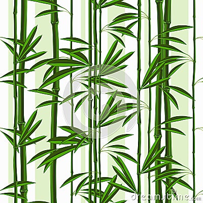 Seamless pattern with tropical plants bamboo and leaves Vector Illustration