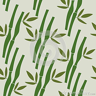 Seamless pattern with tropical plants bamboo and leaves . Vector Nature Vector Illustration