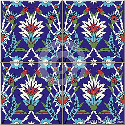 Seamless pattern . Turkish, Moroccan, Portuguese tiles, Azulejo, ornaments. Islamic Art. Vector Illustration