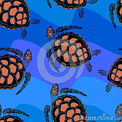 Seamless pattern from turtles Vector Illustration