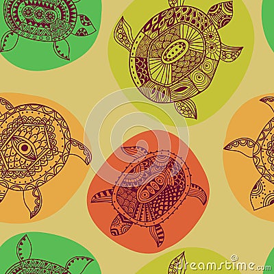 Seamless pattern with turtles. Seamless pattern can be used for Vector Illustration