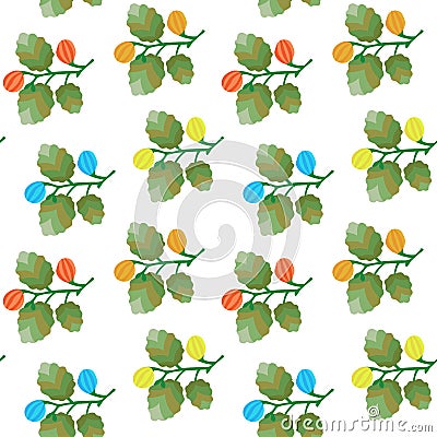 Seamless pattern of twigs and leaves. Vector Illustration