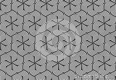 Vector hexagonal seamless pattern of twisted fiber. Vector Illustration