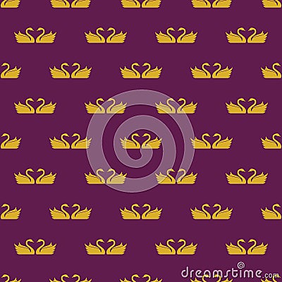 seamless pattern two golden swans for background, greeting card, packaging, texture, fabric pattern Vector Illustration