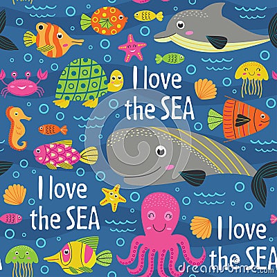 Seamless pattern under the sea Vector Illustration