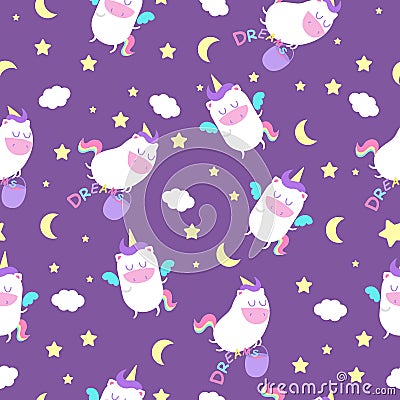 Seamless pattern with unicorns Vector Illustration