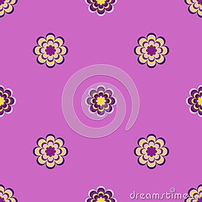 Seamless pattern, unusual flowers on purple background Vector Illustration