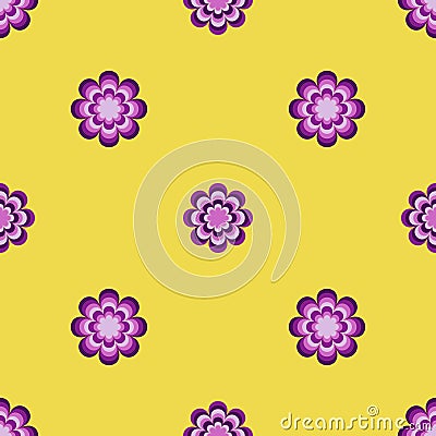 Seamless pattern, unusual flowers on a yellow background Vector Illustration