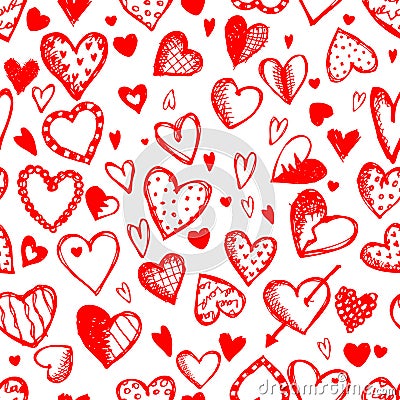 Seamless pattern with valentine hearts Vector Illustration