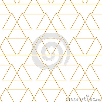 Seamless pattern with valknut sign. Scandinavian amulet, symbol god Odin in golden color on white background. Line art Vector Illustration