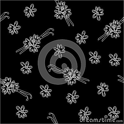 Seamless pattern with vanilla pods and blossoms. Seamless pattern with vanilla pods and flowers Vector Illustration