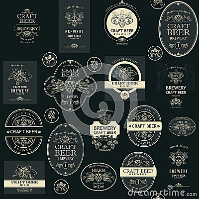 Seamless pattern with beer labels Vector Illustration