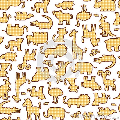 Seamless pattern of various pretty animals, Vector Illustration