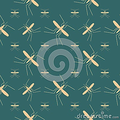 Seamless pattern. Vector abstract background. Mosquito silhouette icons Vector Illustration