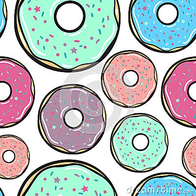 Seamless pattern. Vector. Colored donuts Vector Illustration