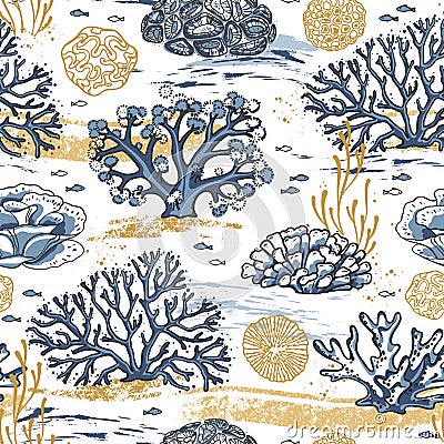 Seamless pattern vector with corals Vector Illustration