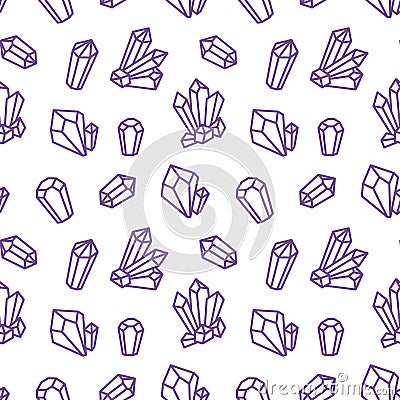 Seamless pattern with vector crystals or gems, jewelry, for the design of textiles, wrapping paper Vector Illustration