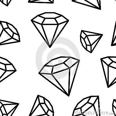 Seamless pattern with vector crystals or gems, jewelry, for the design of textiles, wrapping paper Vector Illustration