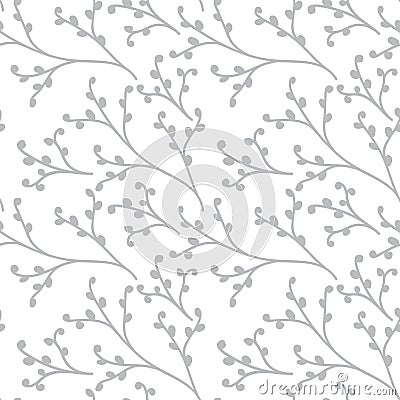 Seamless pattern vector floral background with hand drawn branches for textile, wrapping paper, home decoration etc.. Vector Illustration