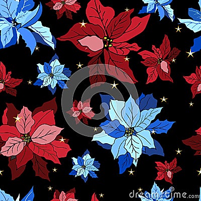 Seamless pattern with vector flowers ornament tile. Vector Illustration