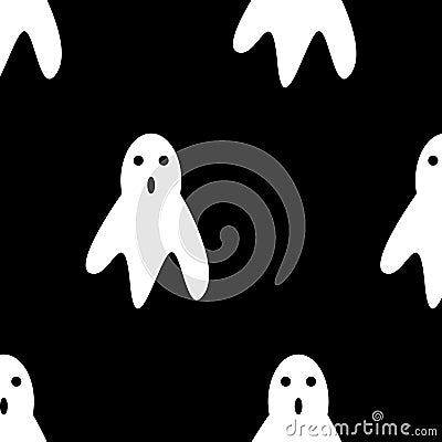 Seamless pattern. Vector Illustration and cartoon on dark background Whisper Ghost cover fabric white Stock Photo