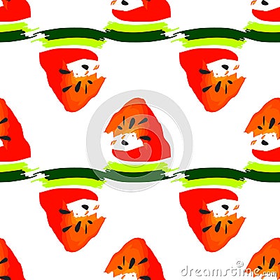 Seamless pattern vector illustration watermelon on white Vector Illustration