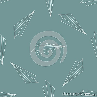 Seamless pattern with Vector outline paper plane icons Stock Photo