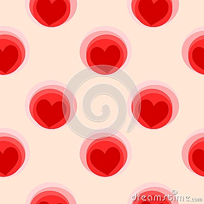 Seamless pattern vector of red heart on pink background. Vector Illustration