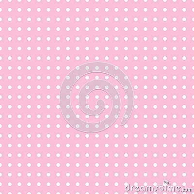 Seamless pattern vector with white polka dots on pink color background For desktop wallpaper, web design, cards, invitations, wedd Vector Illustration