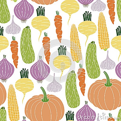 Seamless pattern with vegetables. Vector Illustration