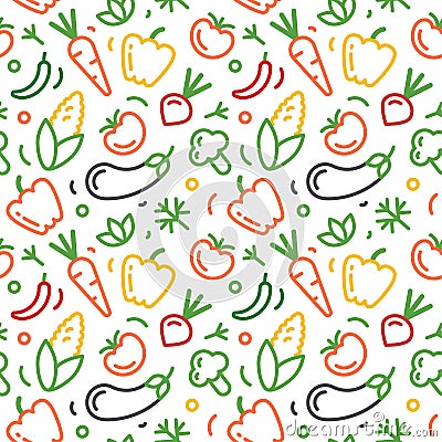 Seamless pattern with vegetables on white background Vector Illustration