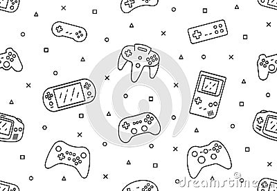 Pattern with Video Games Joysticks Vector Illustration