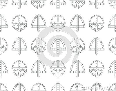 Seamless pattern with viking combat helmets Vector Illustration