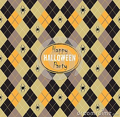 Seamless pattern Of Vintage Happy Halloween Tartan Texture with Vector Illustration