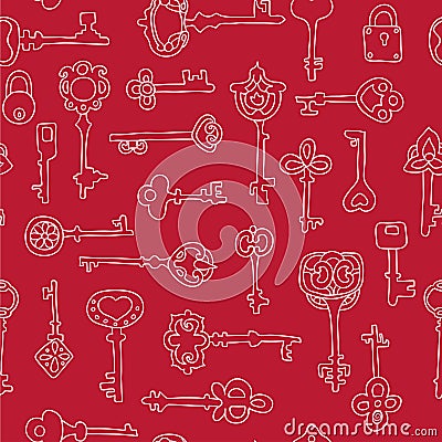 Seamless pattern with vintage keys Vector Illustration