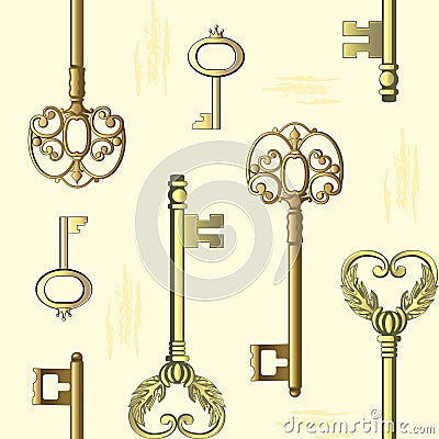 Seamless pattern with vintage keys Stock Photo