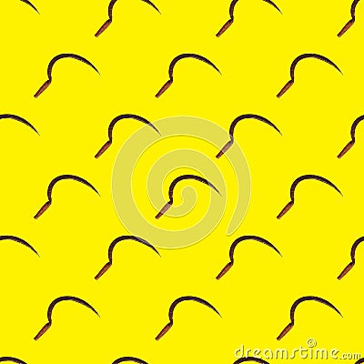 Seamless pattern with vintage sickle on yellow background Stock Photo