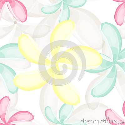 Seamless pattern in vintage style with Plumeria flowers. Vector Illustration