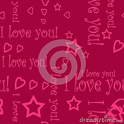 Seamless pattern wallpaper valentine with hearts and text Stock Photo