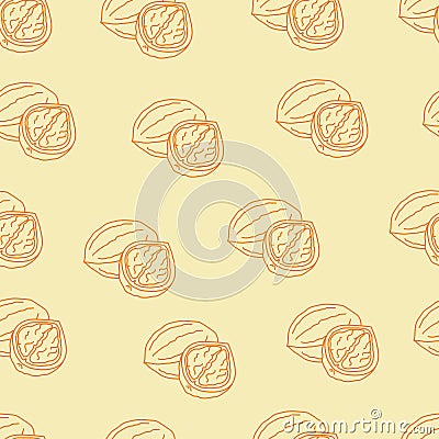 Seamless pattern with walnuts Vector Illustration