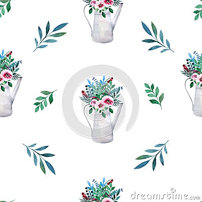 Seamless pattern. Watercolor bouquets of flowers Stock Photo
