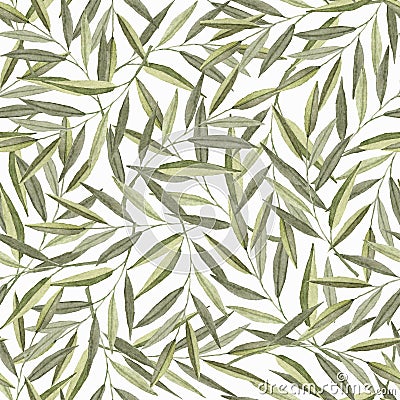 Seamless pattern with watercolor branches Cartoon Illustration