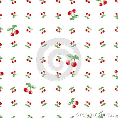 Seamless pattern with watercolor cherry. Endless repeating print background texture. Fabric design and wallpaper vector Vector Illustration