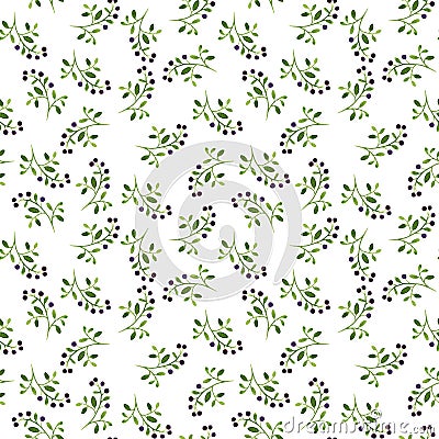 Seamless pattern with watercolor doodle plants Stock Photo