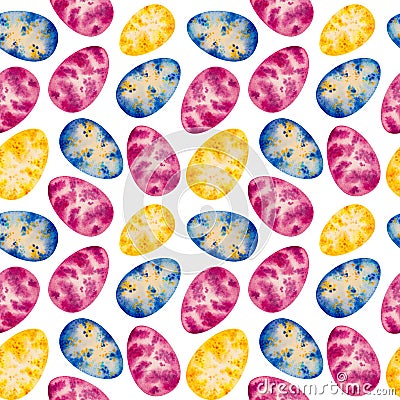 Seamless pattern watercolor easter eggs Stock Photo